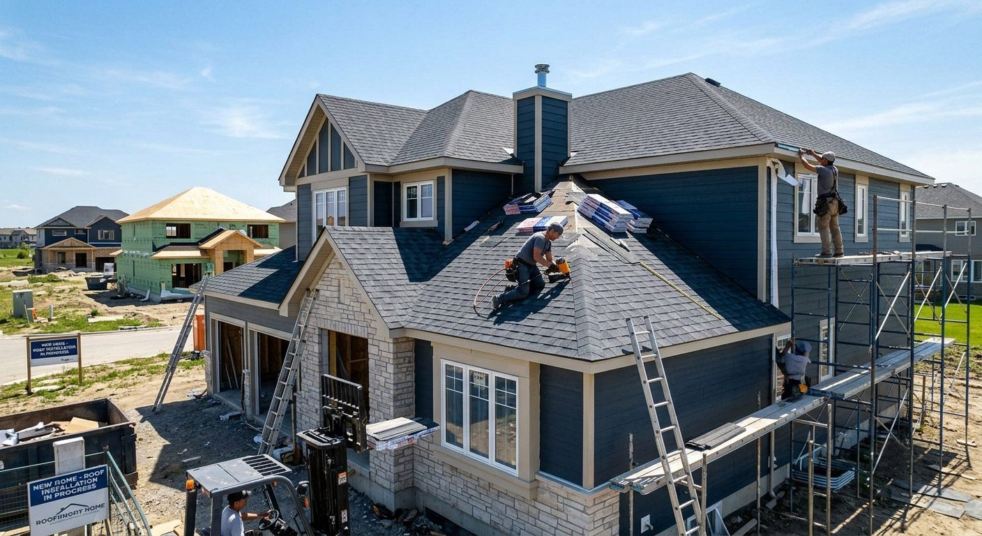 Class A fire-rated roof installation on a new Los Angeles home