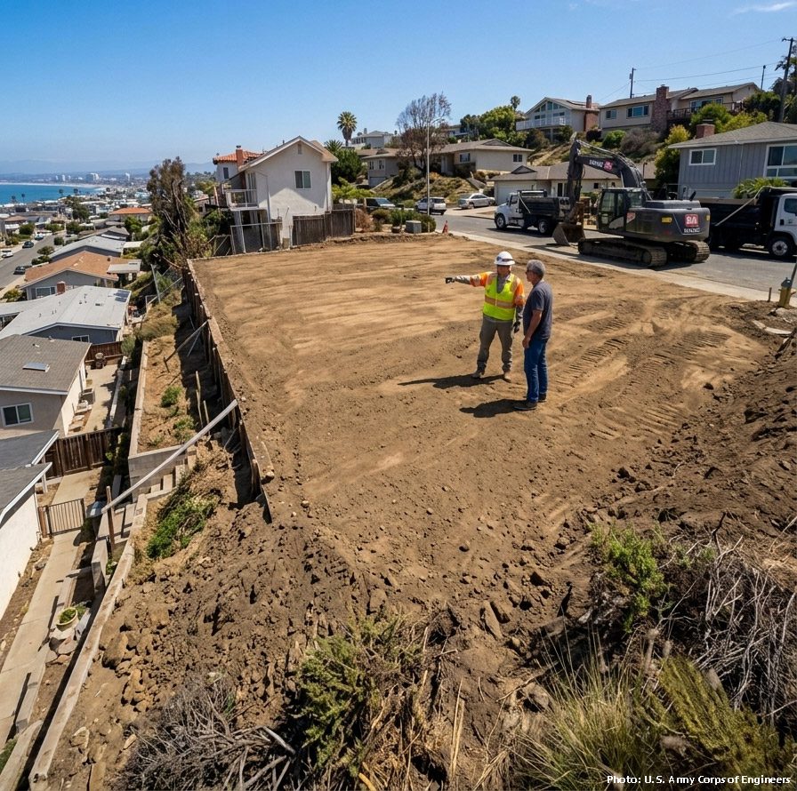 Cleared home lot ready for rebuilding after the Eaton fire