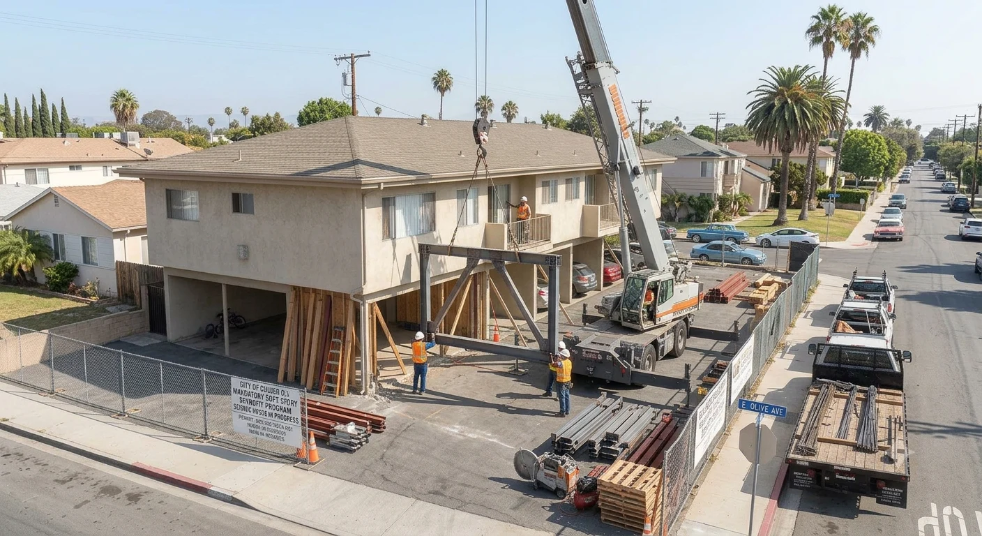 Soft story retrofit construction in Culver City, California